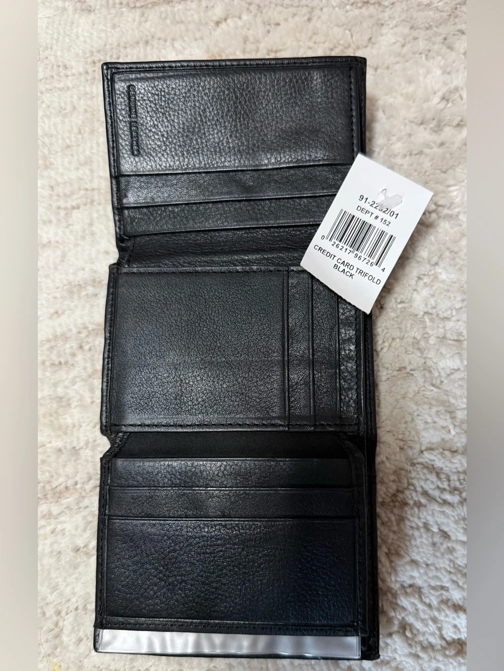 NEW Black Croft & Barrow Men's Leather Trifold Wallet